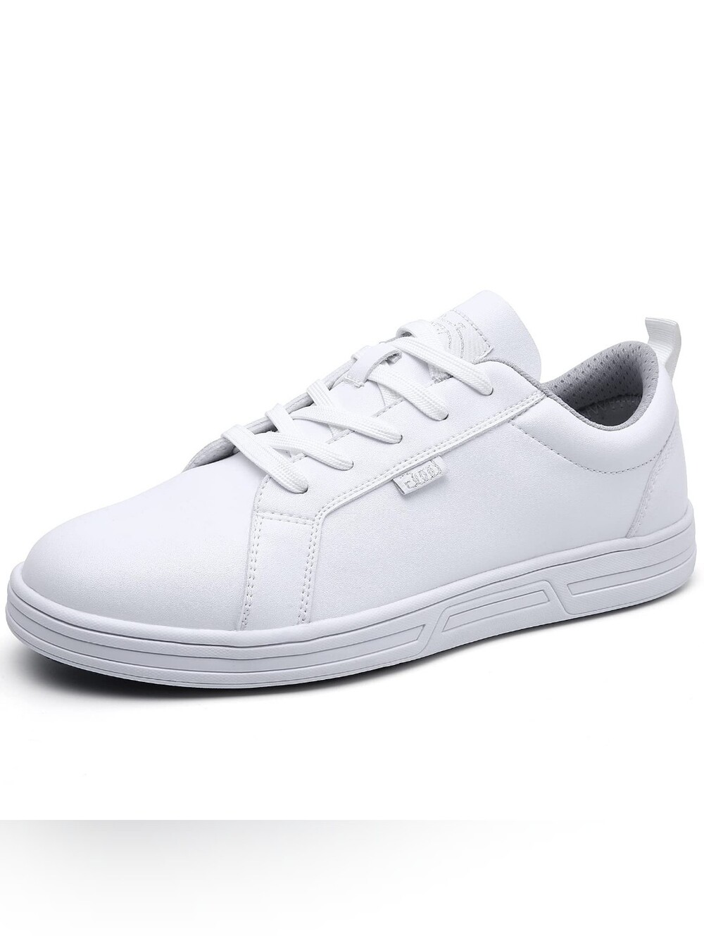 Women's All-White Casual Lace-Up Non-slip Comfort Walk Work Sneakers, 9.5